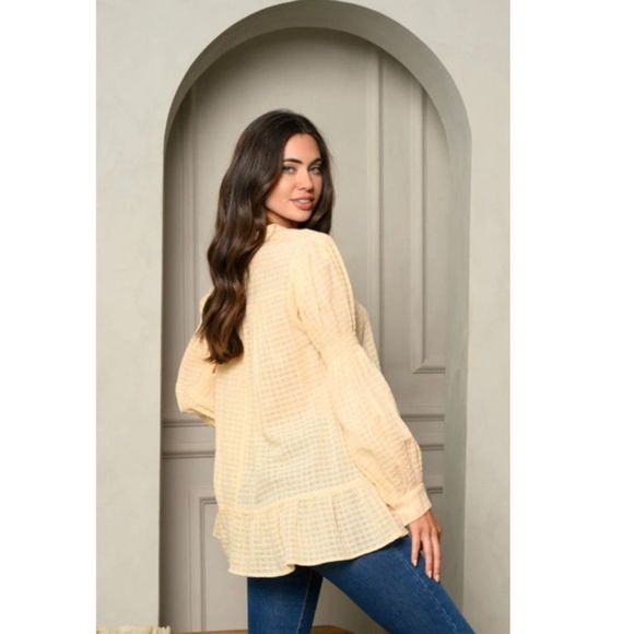 BUTTON UP TUNIC TOP LONG SLEEVE - Picture 2 of 2